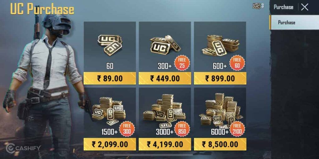 BGMI UC Buying Screen how to get free uc in bgmi