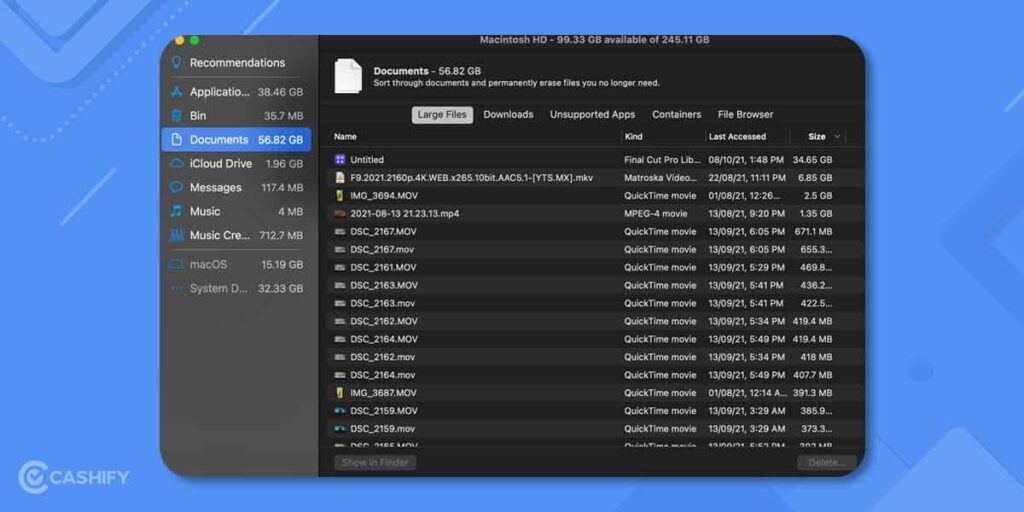 clean up ac by uninstalling large documents