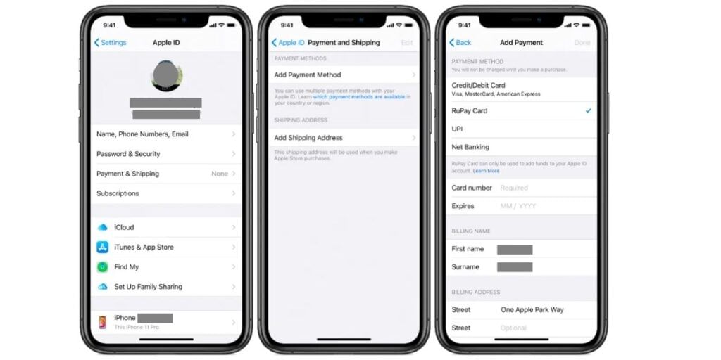 check payment methods linked to apple id