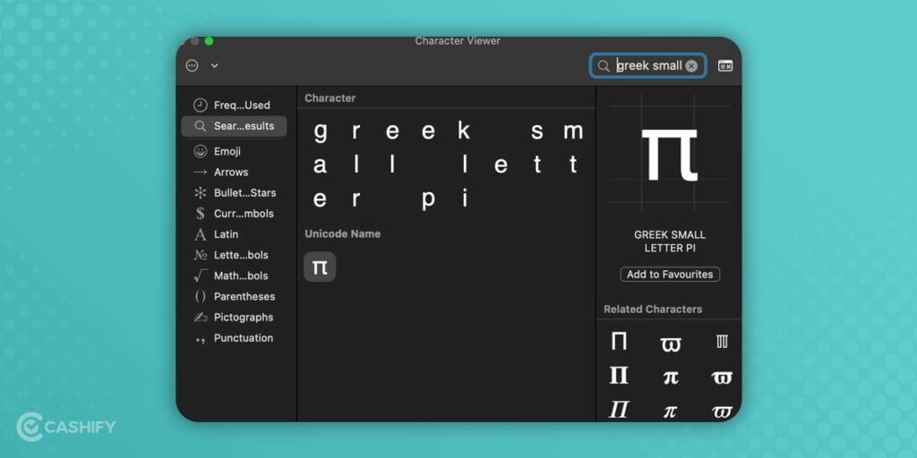 type pi symbol on macOS