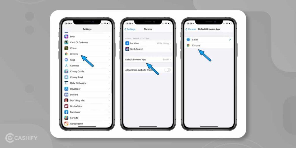 how to set Chrome as default browser on iPhone/iPad?