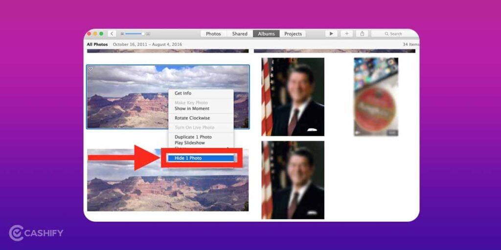hide a photo on Apple Mac