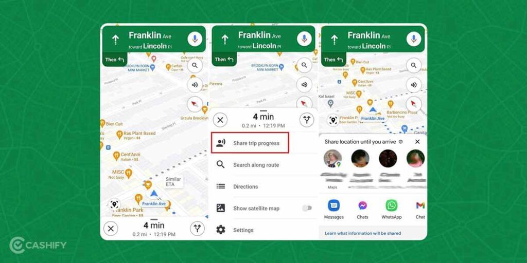 share your ETA via Google maps