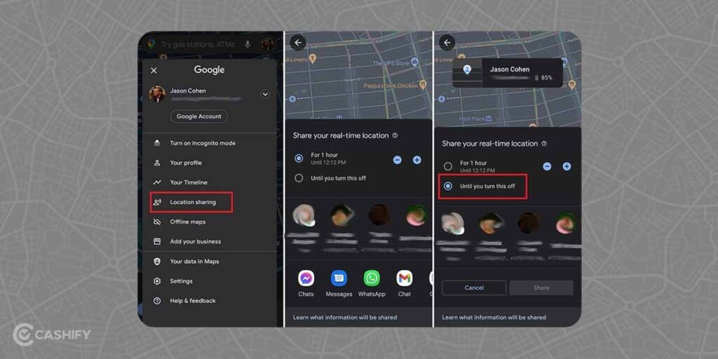 how to share location on Google maps