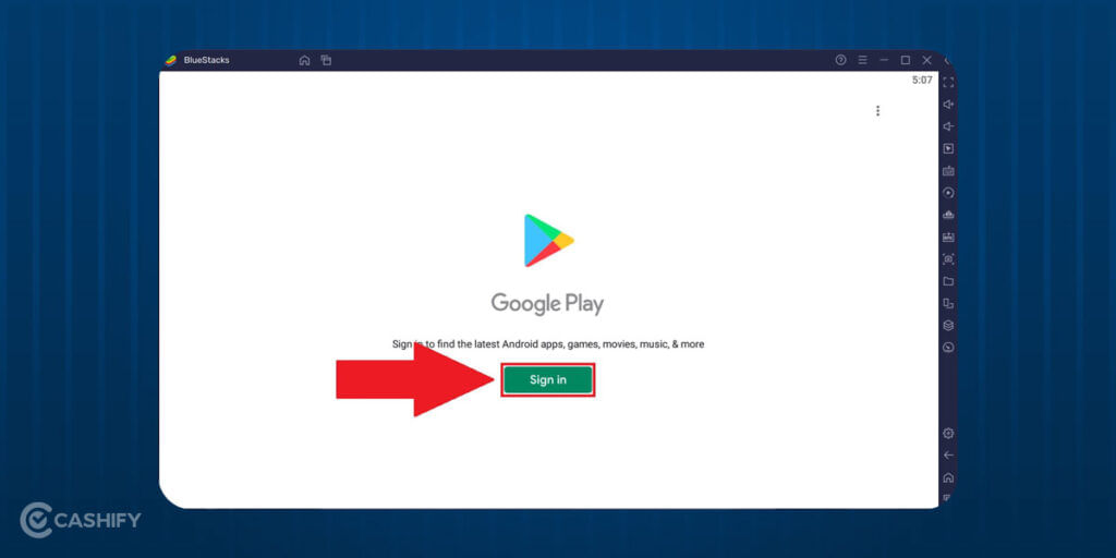 Bluestacks emulator google signin
