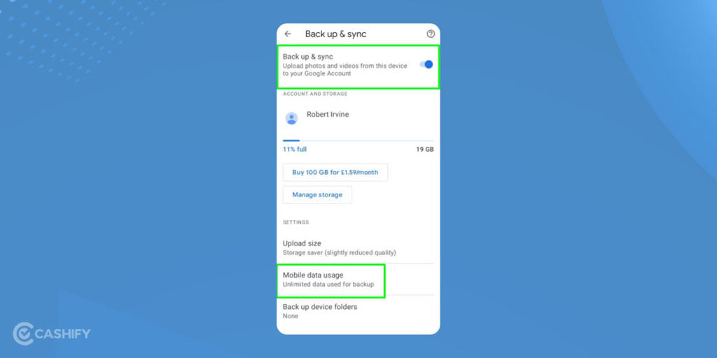 upload google photos by mobile data