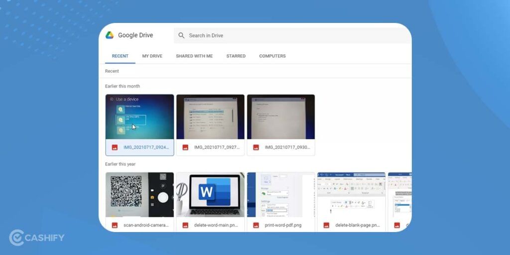 Google Drive Recent folder