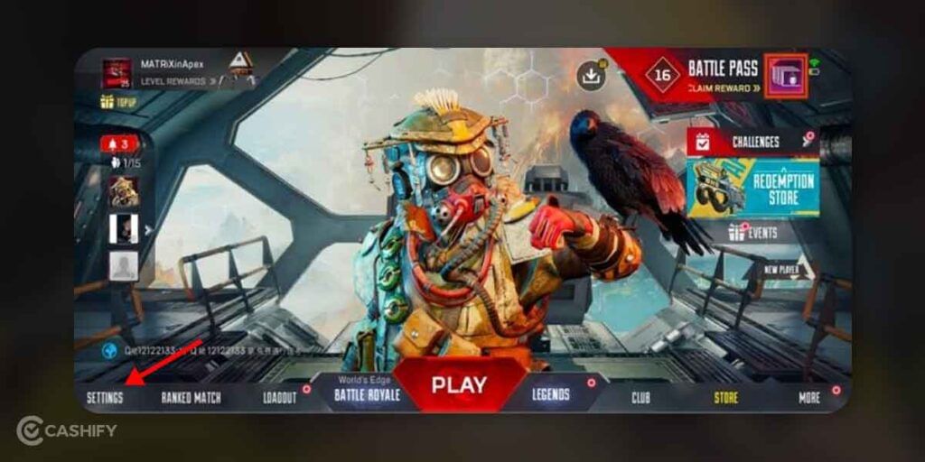 Settings option 90fps on apex legends mobile