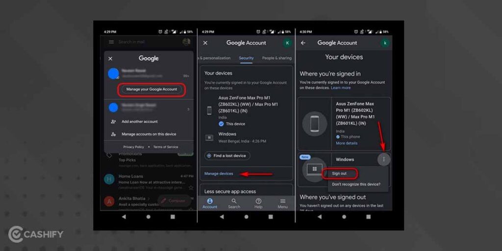 how to sign out of gmail on phone