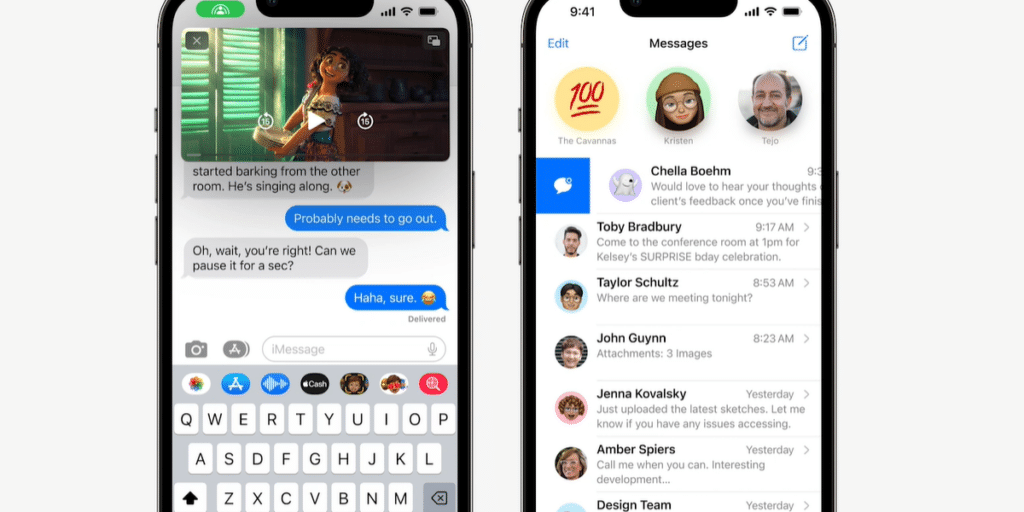 iOS 15 and iOS 16 messages difference