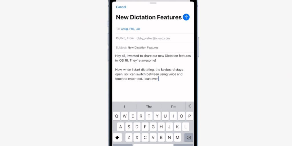 ios 16 features Dictation
