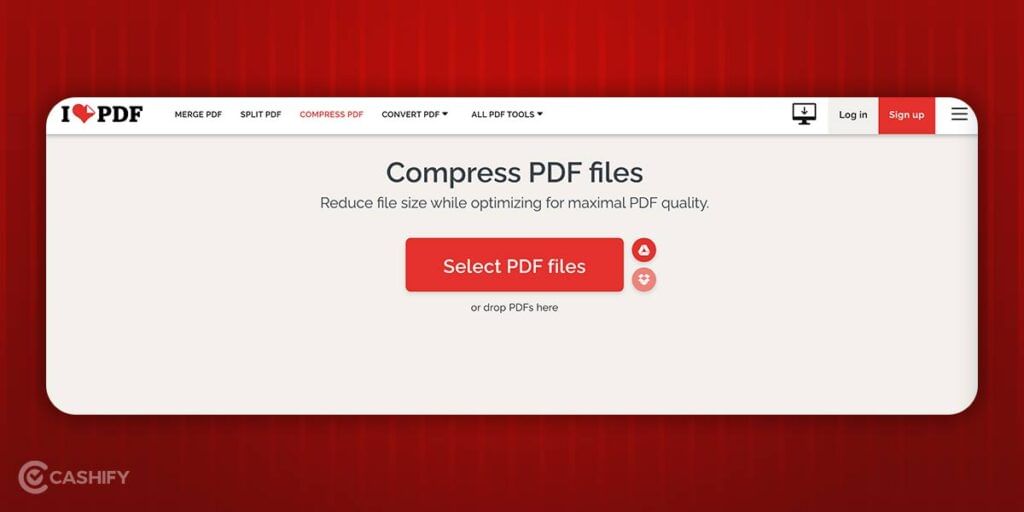 compress pdf files using i love pdf website
