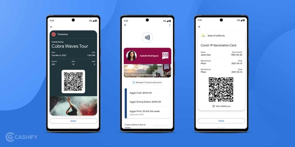 Concert Tickets, Vaccination Certificate in Wallet
