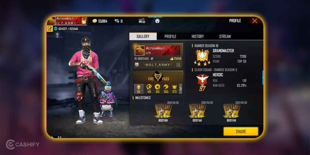 Action Bolt best free fire players in india