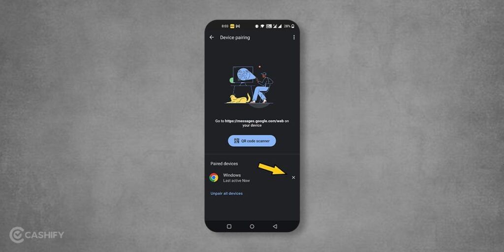 Unpair Messages on Android Device