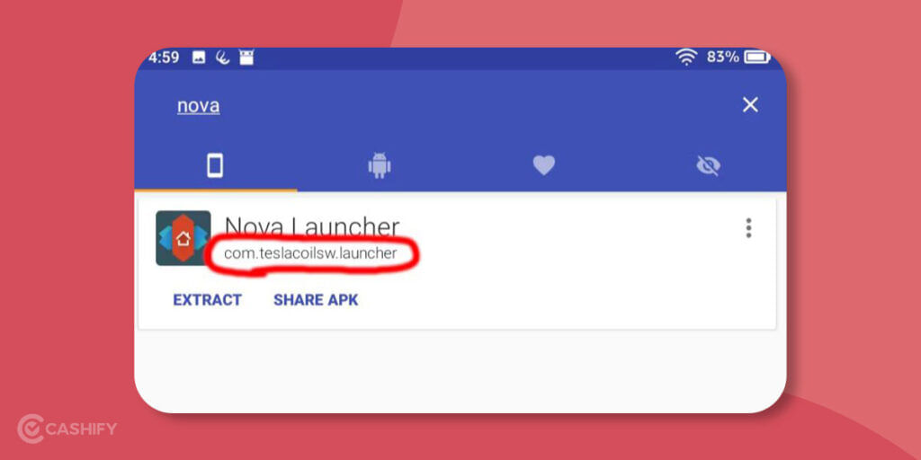 Package name Nova Launcher