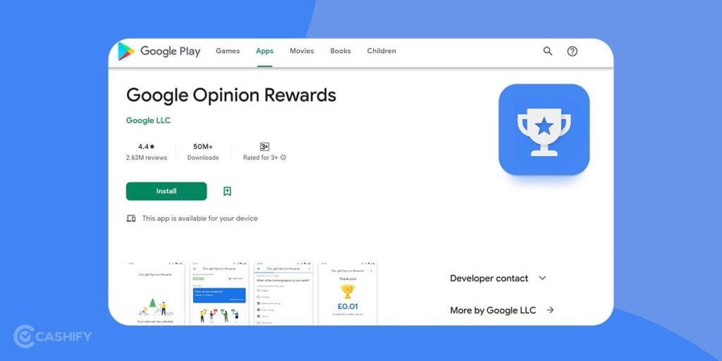 Google opinion rewards download page