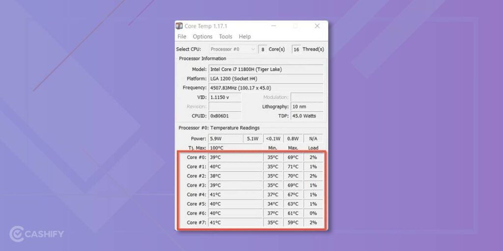 How To Check Laptop Temperature: Core Temp App on Windows 11