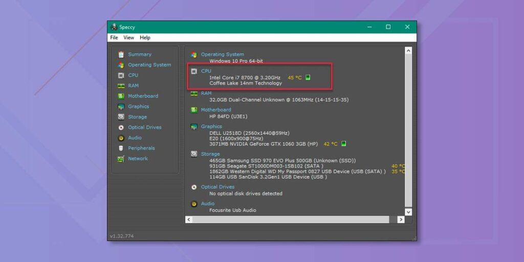 how to check cpu temp windows 11: Speccy CPU Temperature Monitor
