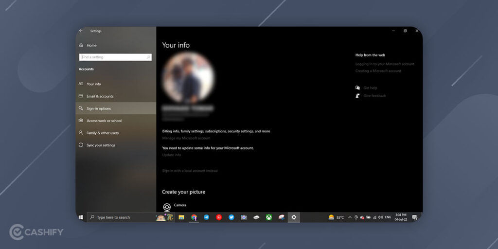 Sign-in options