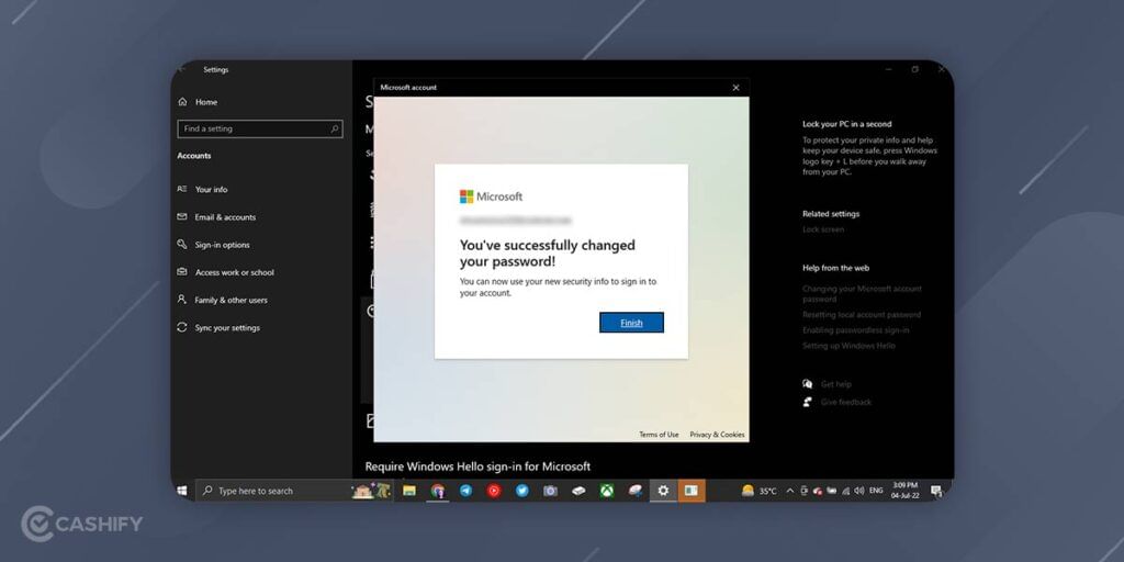 how to change password in windows 10