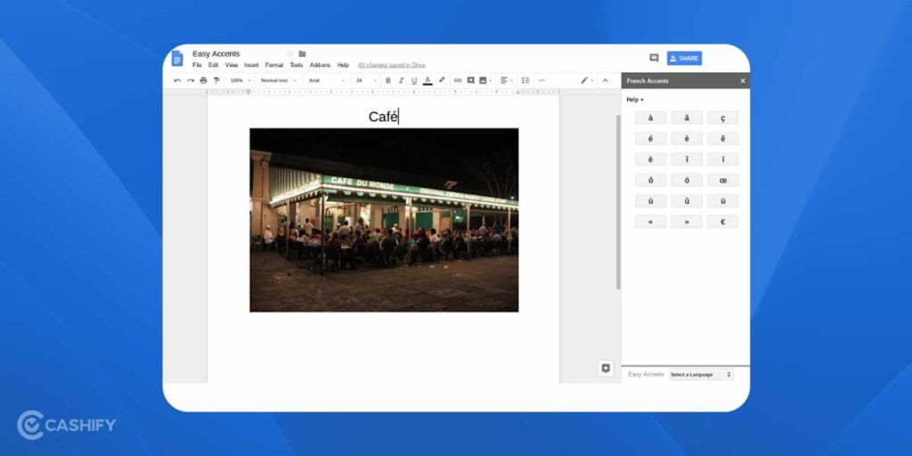 Easy Accents best google docs add-ons
