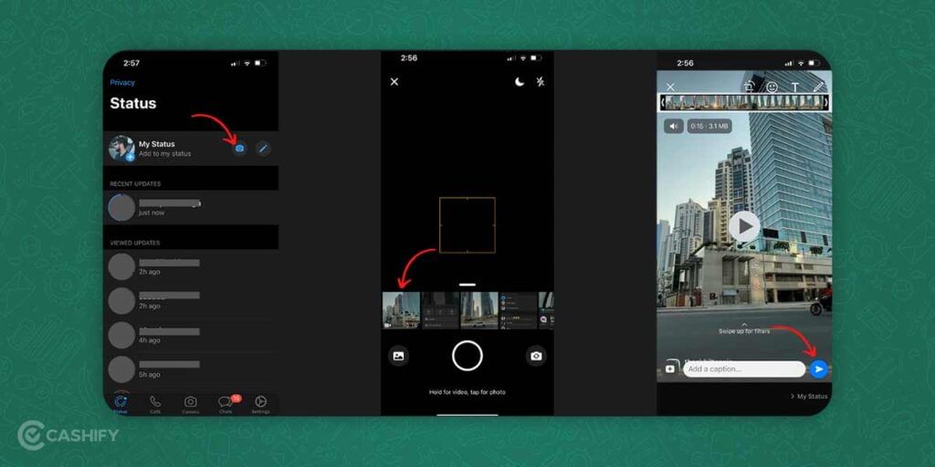 Set Instagram reel as Whatsapp Status