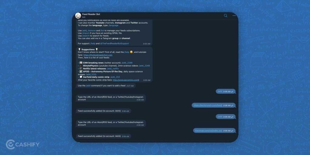 Feed Reader Bot in best telegram bots