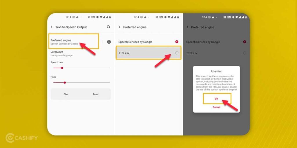 Text to speech option