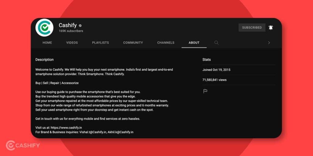 Youtube channel description