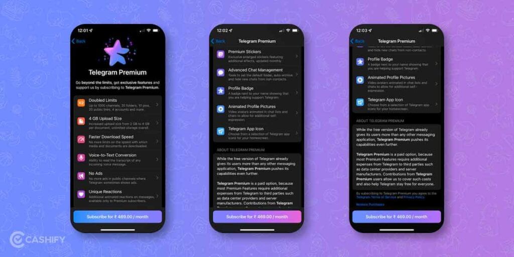 Telegram Premium pricing
