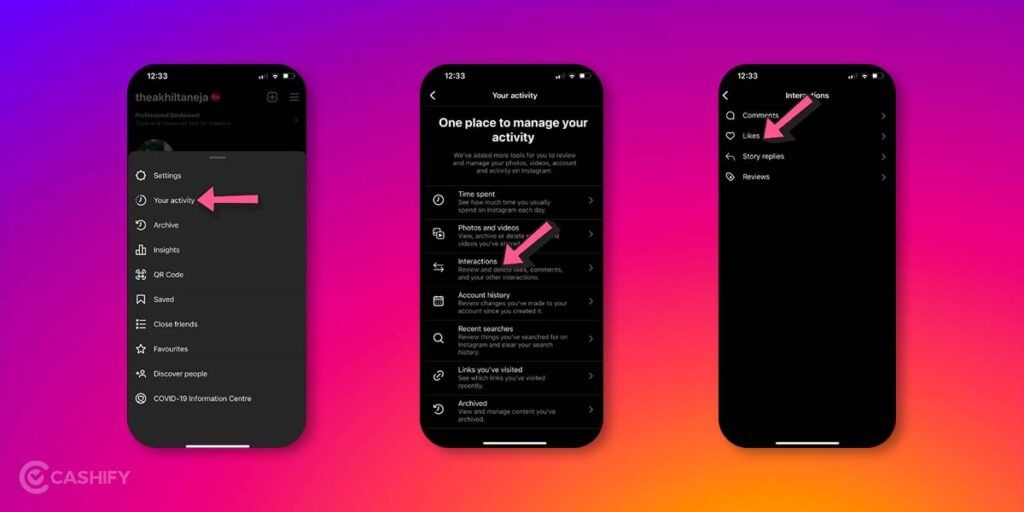 Instagram Your Activity Section