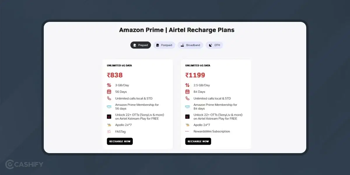 Airtel Prepaid Plan Free Amazon Prime Membership