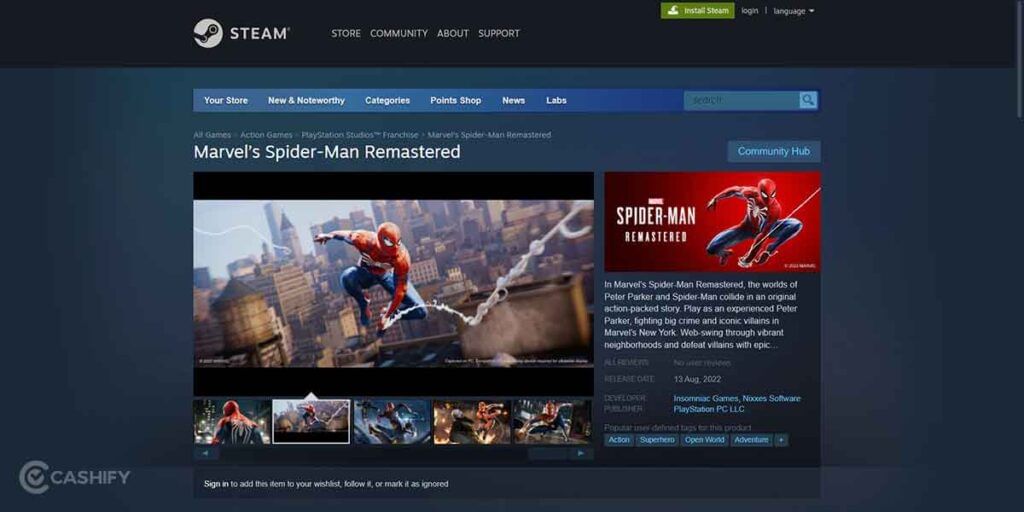 Spider-Man Remastered Steam preorder