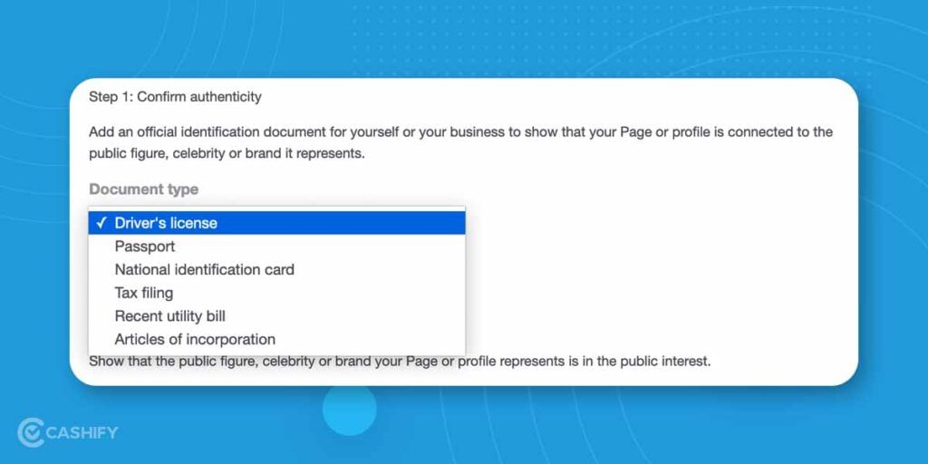 Process to verify your Facebook Account