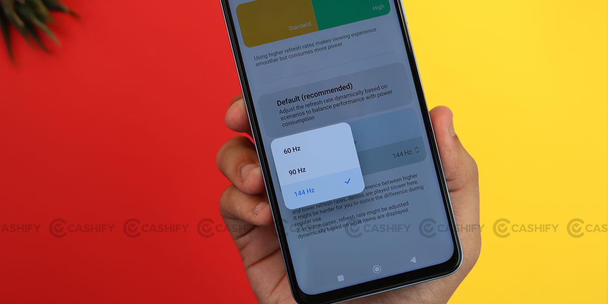 K50i refresh rate settings