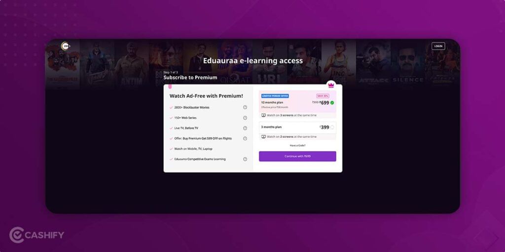ZEE5 subscription plans