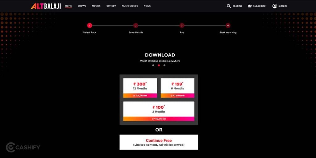 Alt Balaji subscription plans