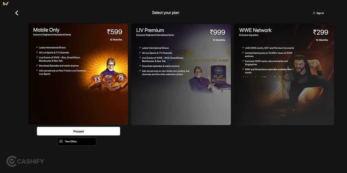 SonyLiv Plans