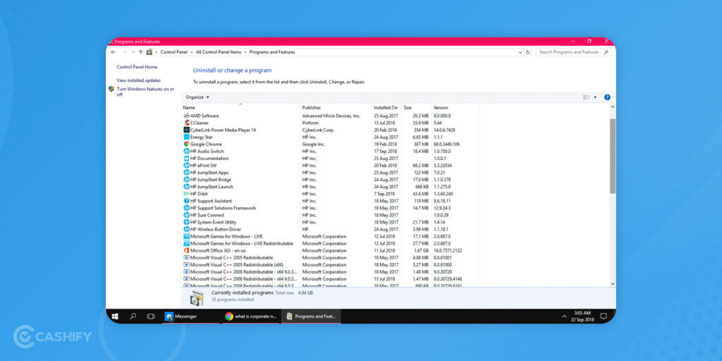 list of apps to remove bloatware from HP laptop
