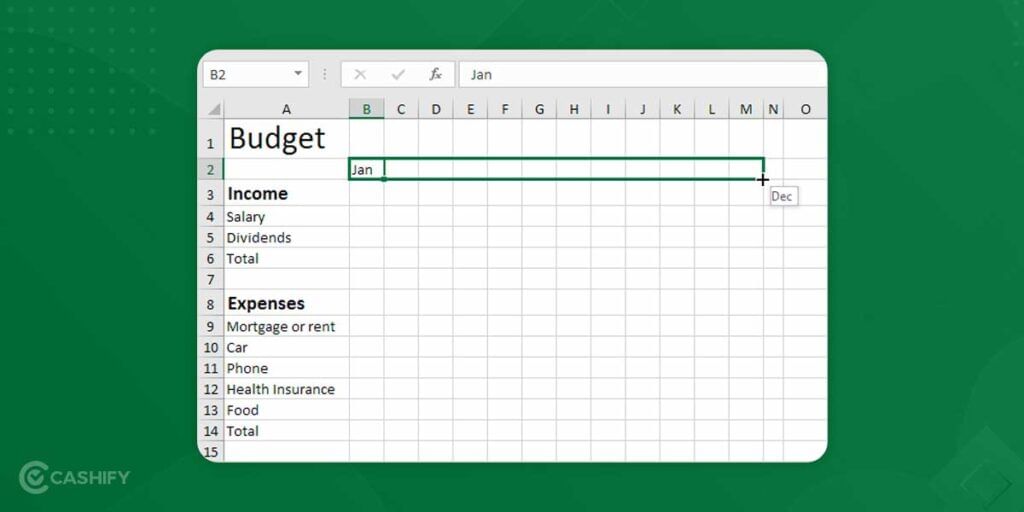 set frequency of budget sheet