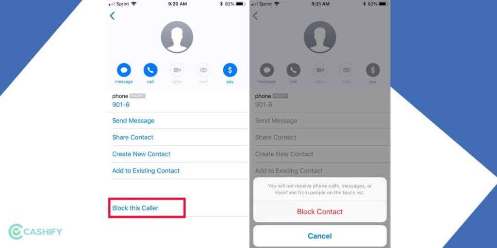 blocking contact to block text messages from unknown senders