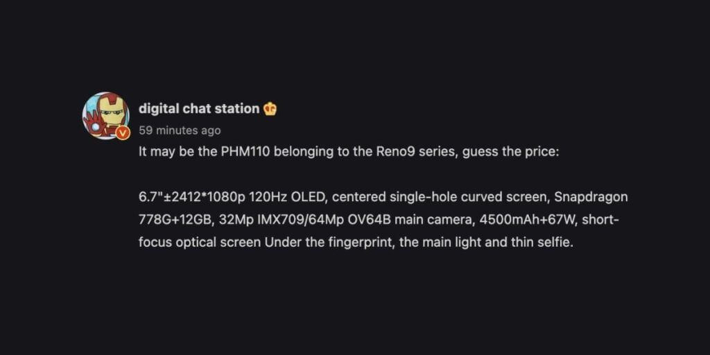 OPPO Reno 9 Leaks