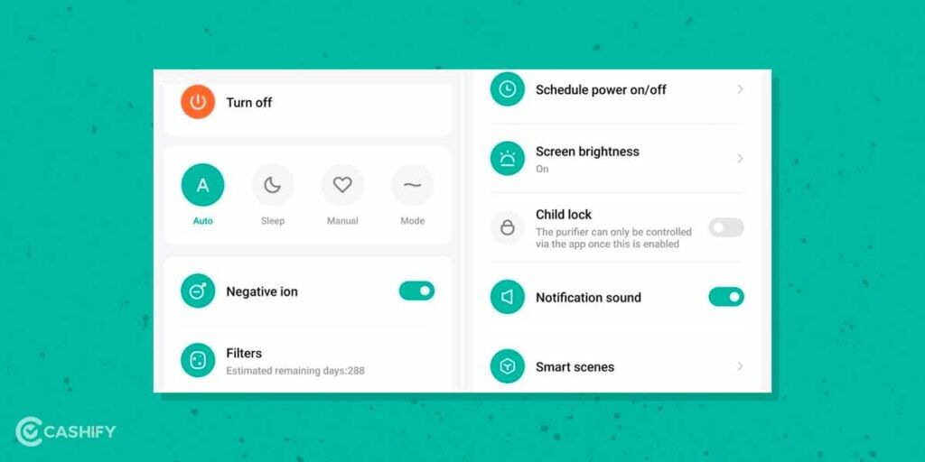 Fan modes in air purifier