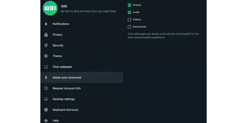 WhatsApp- media auto-download feature on Desktop