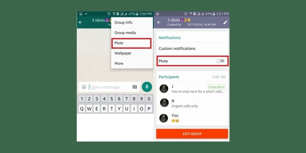 WhatsApp Group Chat Mute