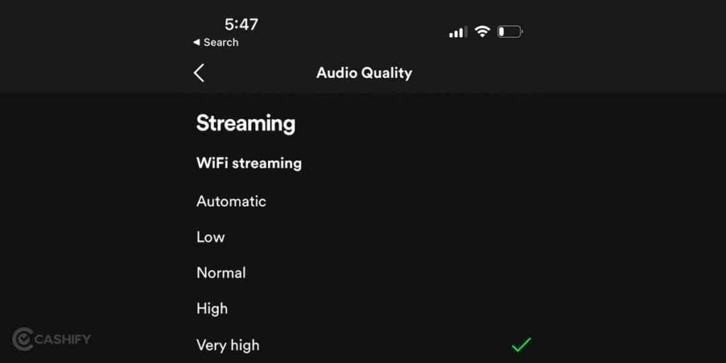 Audio Streaming Quality Spotify