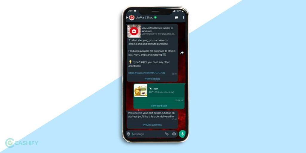 Provide Address jiomart on whatsapp