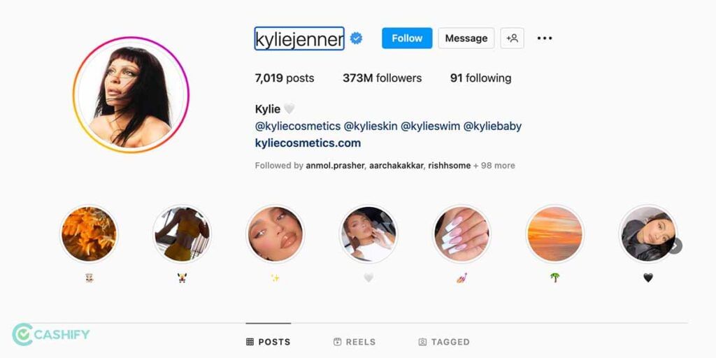 kylie jenner highest followers on instagram