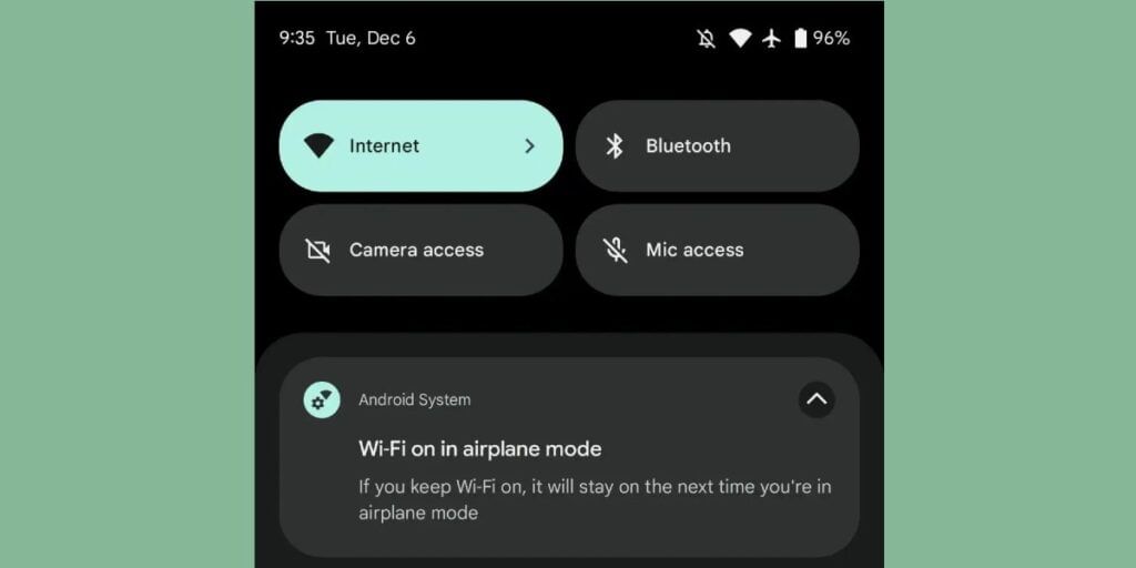 Wi-fi on with on Airplane mode
